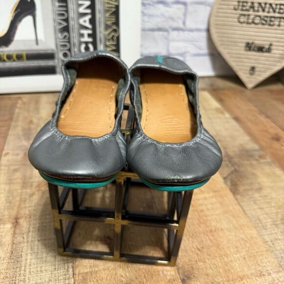 Tieks by Gavrieli Leather Ballet Flats Metallic Pewter Silver Women's Size 9 - Picture 3 of 11